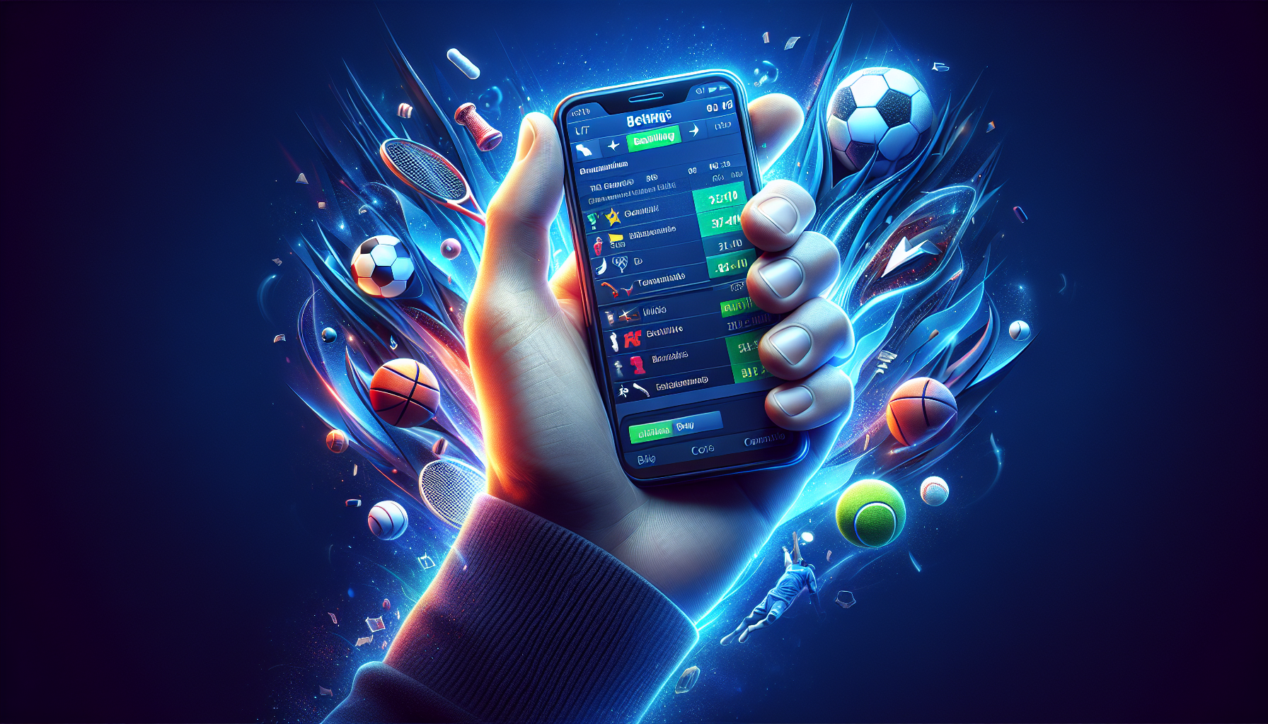 Banner con logotipo de Bplay y escenas de apuestas deportivas online en Argentina