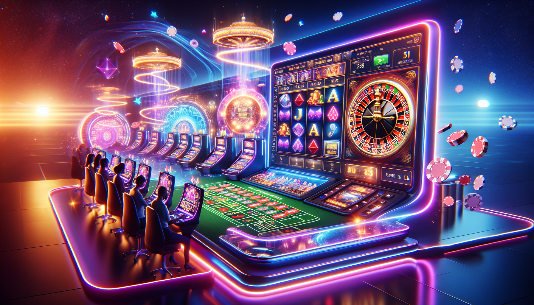 Variedad de juegos en línea en casino Bplay, slots, ruleta y poker en un ambiente moderno y digital