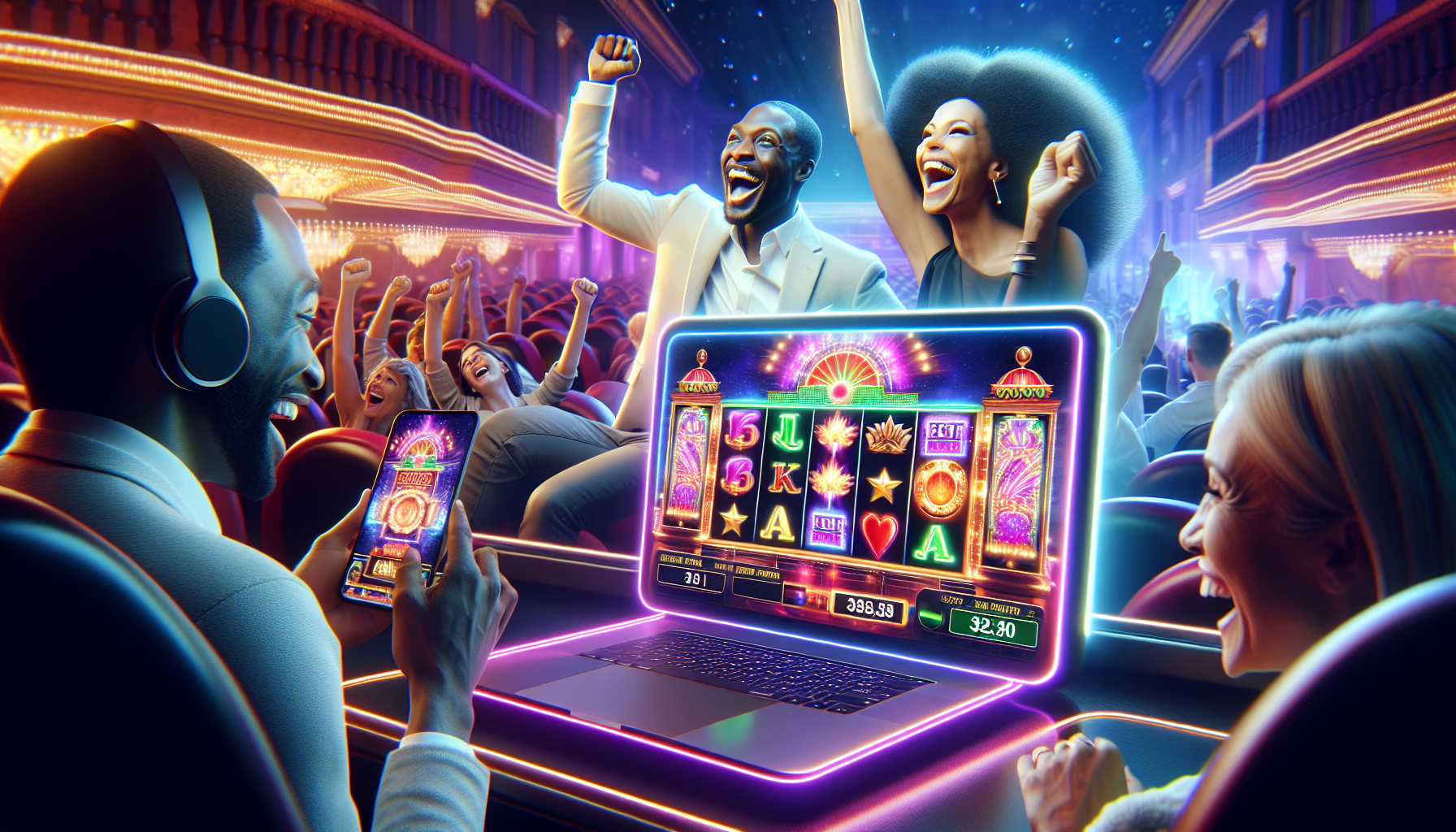 Plataforma Bplay Casino online abierta en computador y móvil, mostrando juegos vibrantes