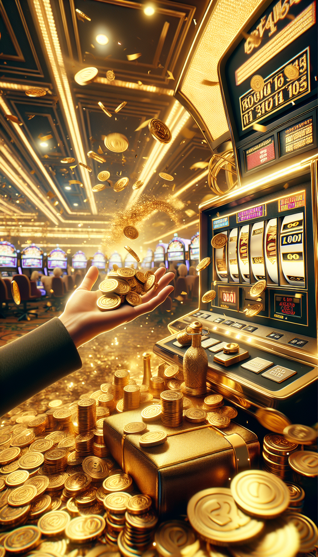 Momento de la victoria en una tragamonedas dorada de Gold Party Casino