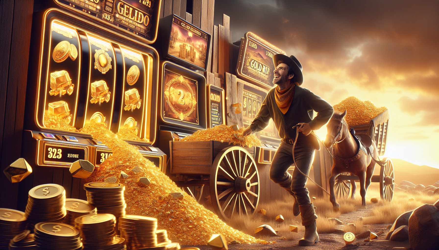 Vista de la interfaz de usuario de Gold Rush Slot en un casino online de Argentina