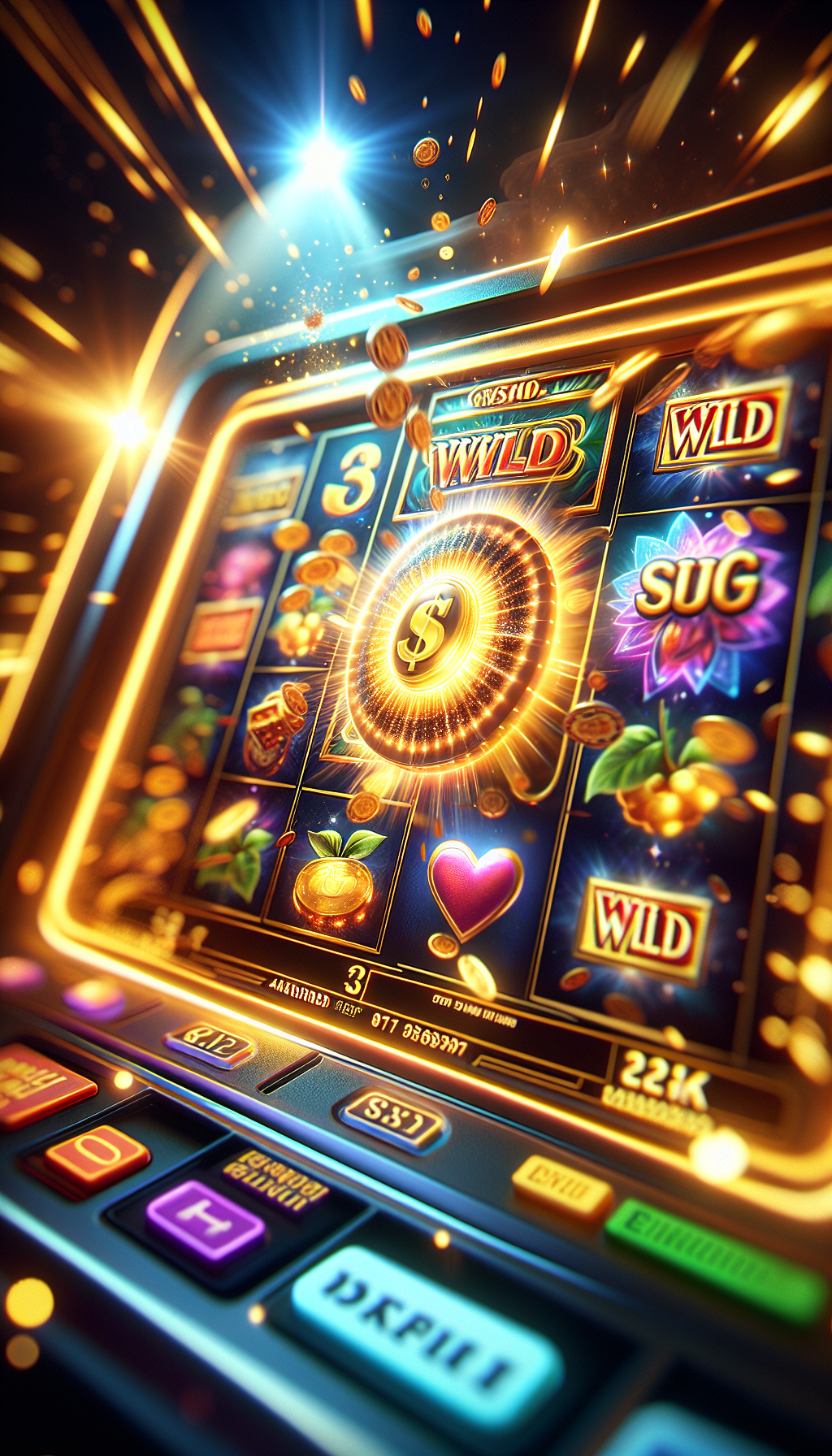 Pantalla de tragamonedas bplay resaltando funciones especiales como wilds y jackpots