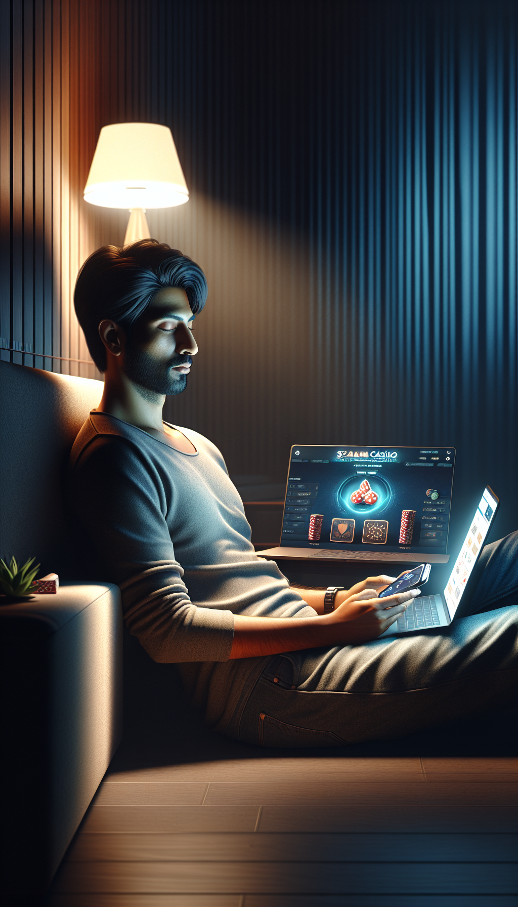 Jugador disfrutando de Spaceman Casino Online desde la comodidad de su hogar