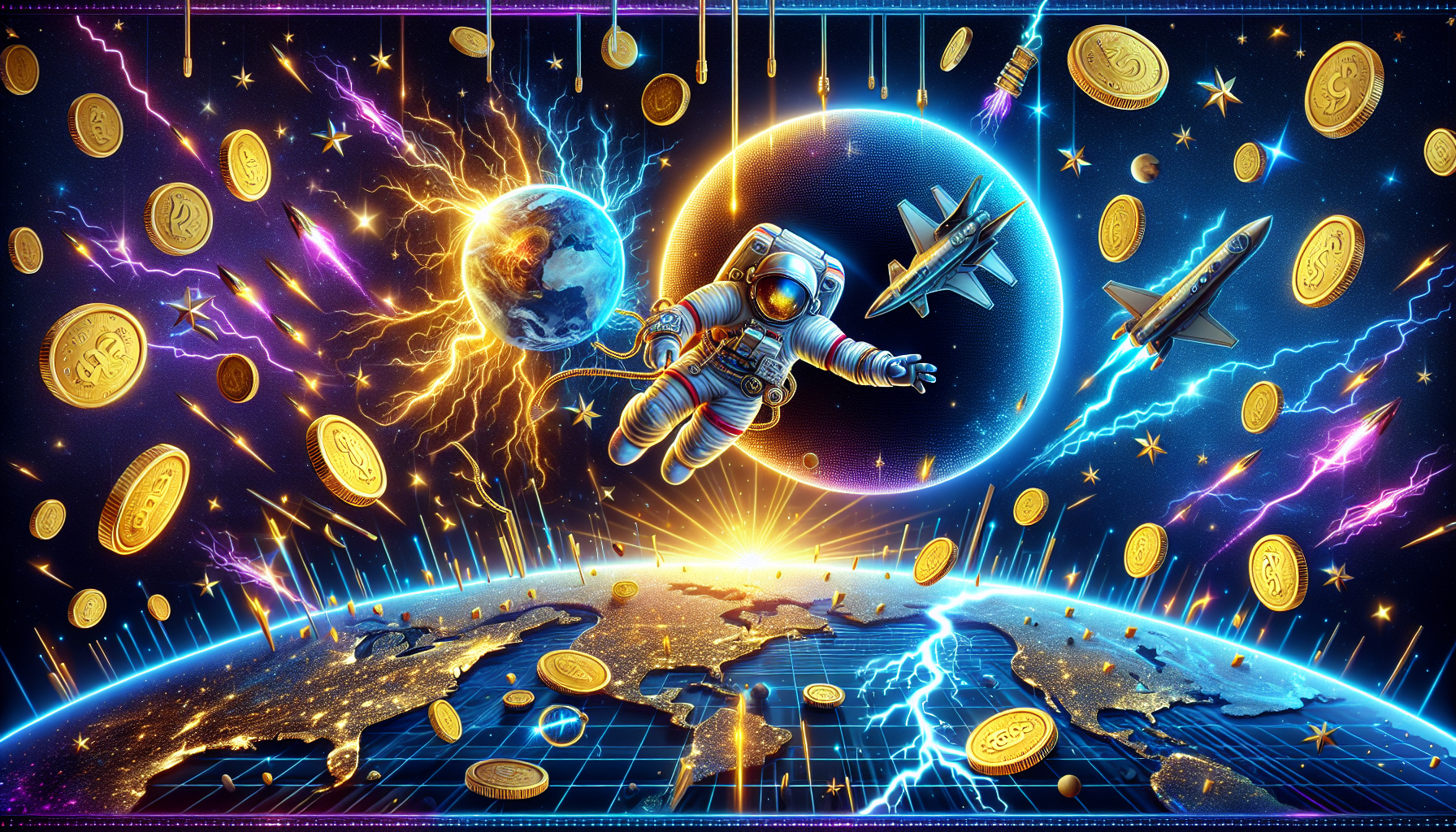 Astronauta animado recolectando premios cósmicos en Spaceman Casino Online